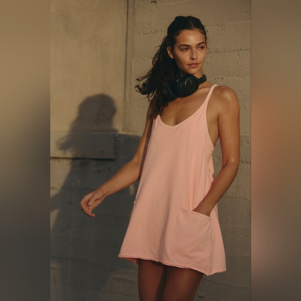 FP Movement Hot Shot Mini Dress in Pastel Peach